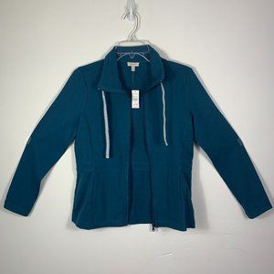Talbot Teal Collared Front Zipper Sweater Jacket S